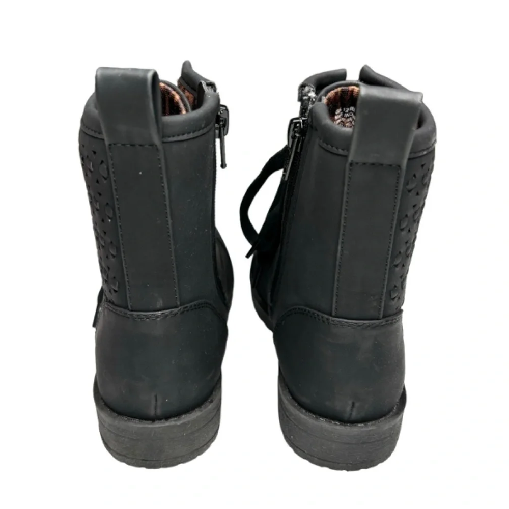 SO American Heritage Ivy Boots‎ Black Girls Size 12 Side Easy Zip Combat Boots